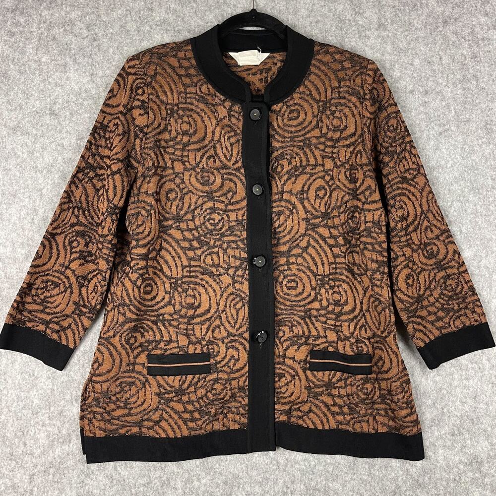 Exclusively Misook Cardigan Sweater Jacket Womens‎ Small Brown Black Classic